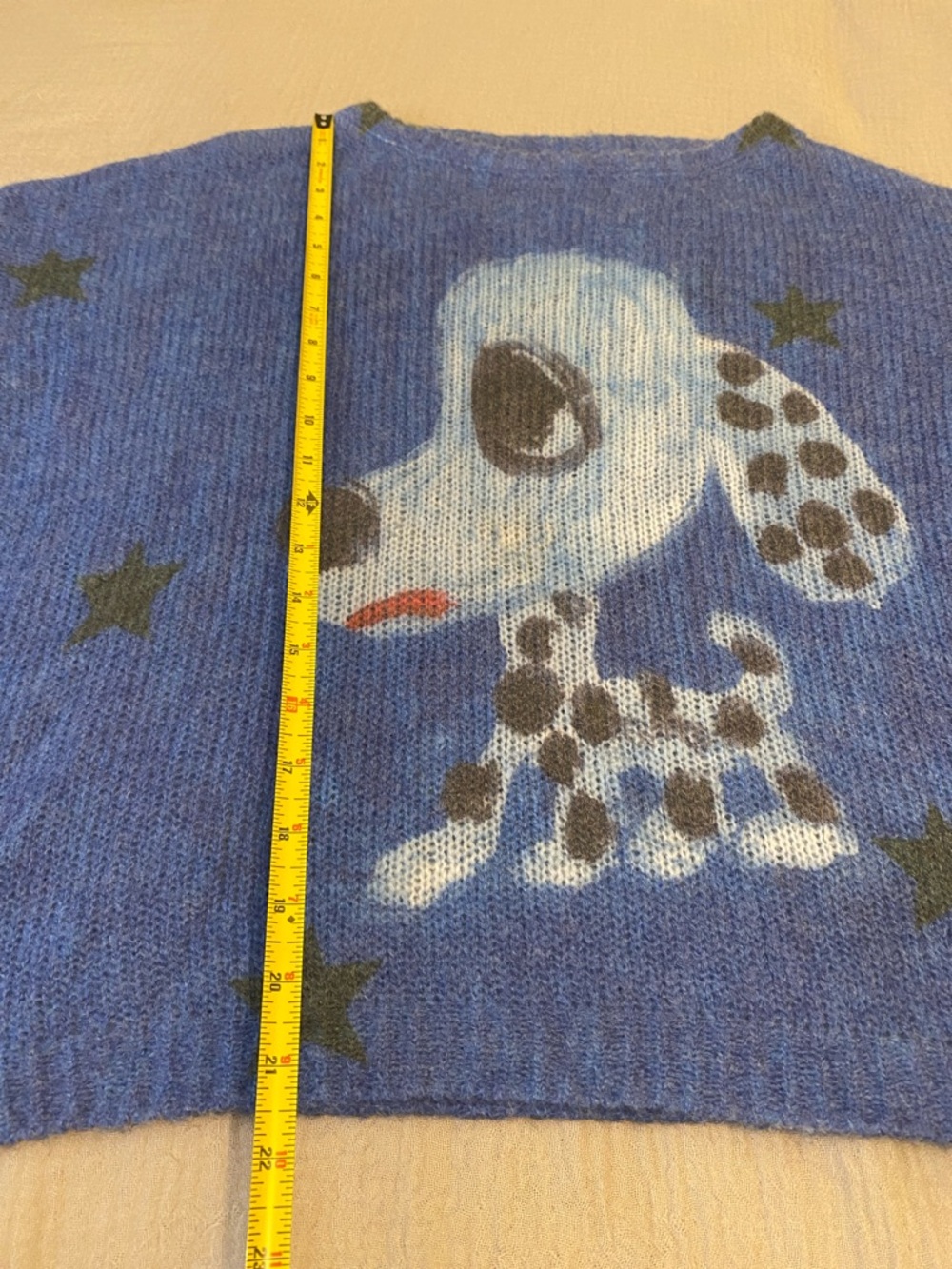 MOFiscreamcolour Blue Graphic Dog Print Womens Sweater. One size - Picture 3 of 9